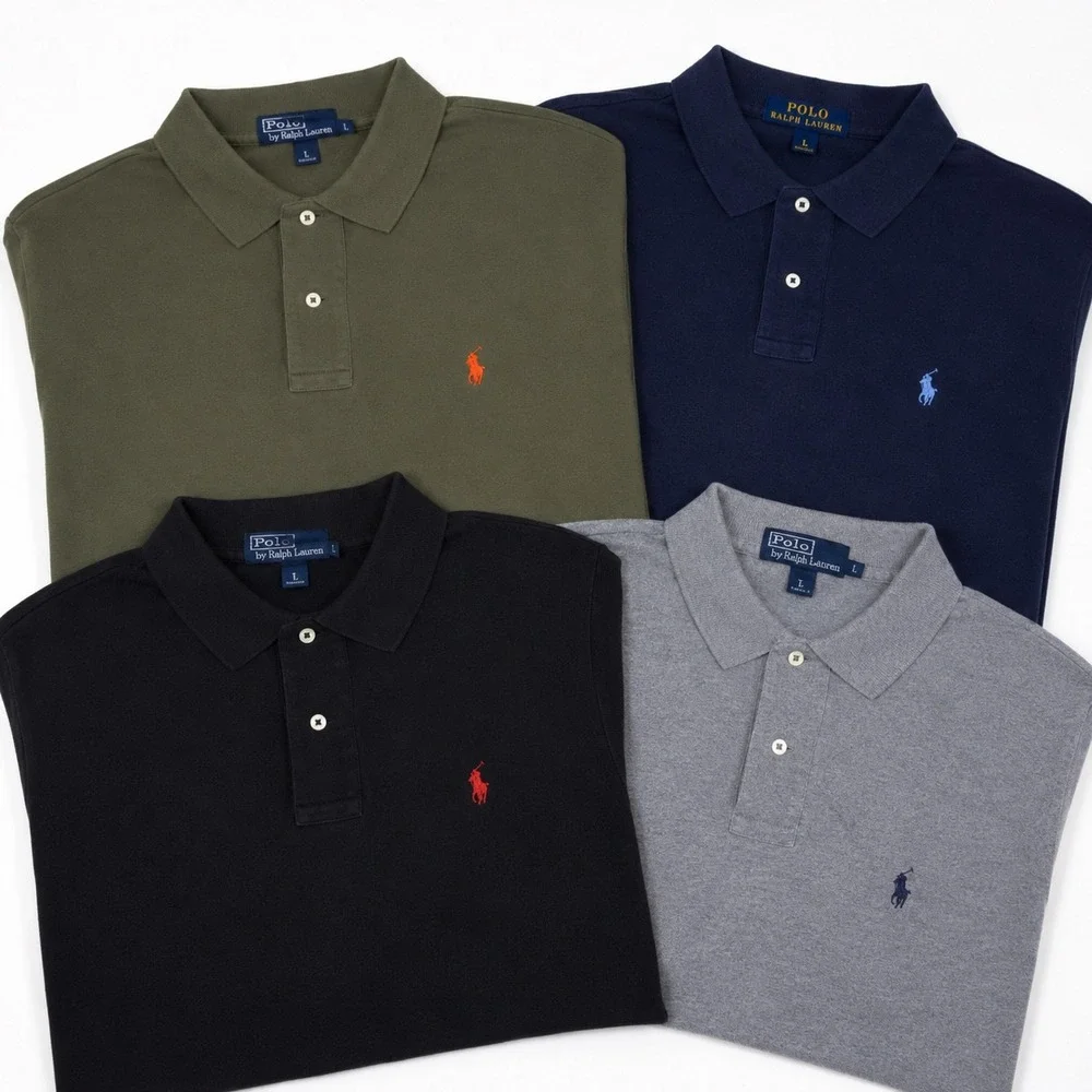 Polo Ralph Lauren Polo Shirt Mens L Olive Green Classic Pique Cotton Pony Prep